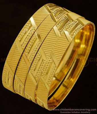 BNG351 - 2.10 Size Grand Look Bridal Wear New Model Gold Bangles Design Broad Bangles Set 