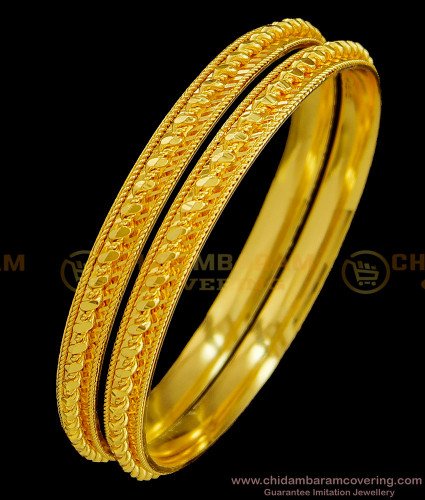 BNG374 - 2.6 Size Real Gold Design One Gram Gold Twisted Bangles South Indian Guarantee Bangle Online