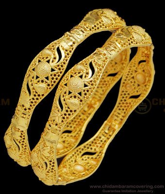 BNG413 - 2.10 Size Real Gold Design One Gram Gold Designer Bangles for Wedding 