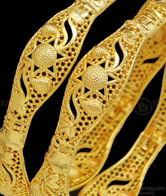 BNG413 - 2.10 Size Real Gold Design One Gram Gold Designer Bangles for Wedding 