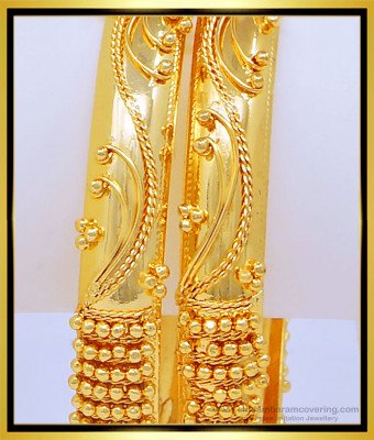 BNG430 - 2.6 Size Beautiful Gold Design 1 Gram Gold Indian Wedding Bangles Set Online 