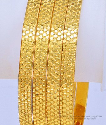 BNG440 - 2.10 Size New Pattern 1 Gram Gold Designer Dot Bangles Set for Wedding