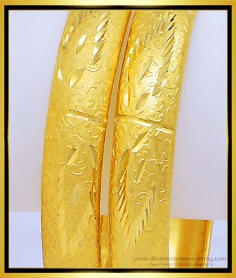 BNG441 - 2.8 Size Real Gold Colour One Gram Gold Forming Bangles Border Bangles for Wedding