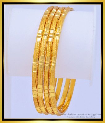 BNG454 - 2.8 Size Beautiful Matt Finish Gold Look One Gram Good Plain Bangles for Women 