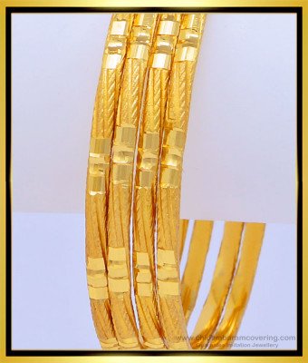 BNG454 - 2.8 Size Beautiful Matt Finish Gold Look One Gram Good Plain Bangles for Women 