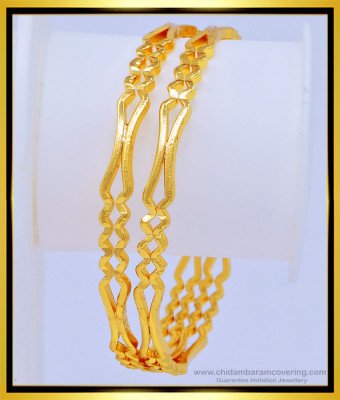 BNG455 - 2.6 Size New Pattern Real Gold Design One Gram Gold Guarantee Strong Bangles Online