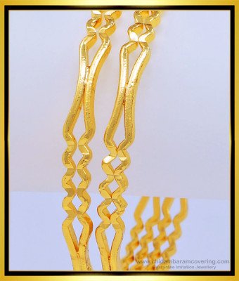 BNG455 - 2.6 Size New Pattern Real Gold Design One Gram Gold Guarantee Strong Bangles Online