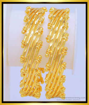 BNG462 - 2.8 Size Real Gold Model Bamboo Design Bangles Guaranteed Gold Plated Jewellery Online