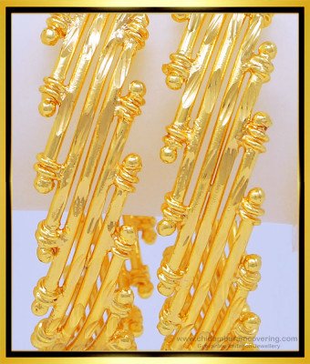 BNG462 - 2.8 Size Real Gold Model Bamboo Design Bangles Guaranteed Gold Plated Jewellery Online