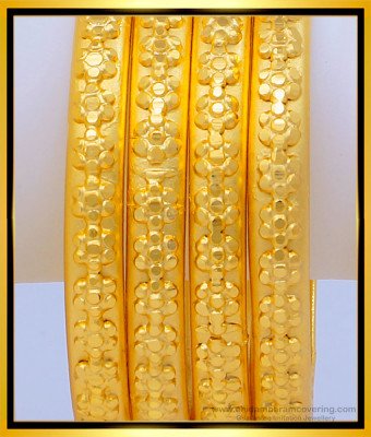 BNG472 - 2.8 Size Real Gold Look Gold Forming Plain Indian Wedding Bangles for Women 