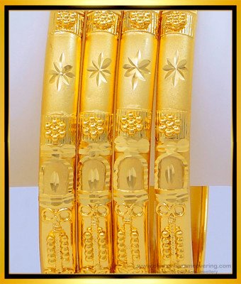 BNG473 - 2.8 Size Real Gold Look First Quality Gold Forming Bridal Wear Bangles for Wedding 