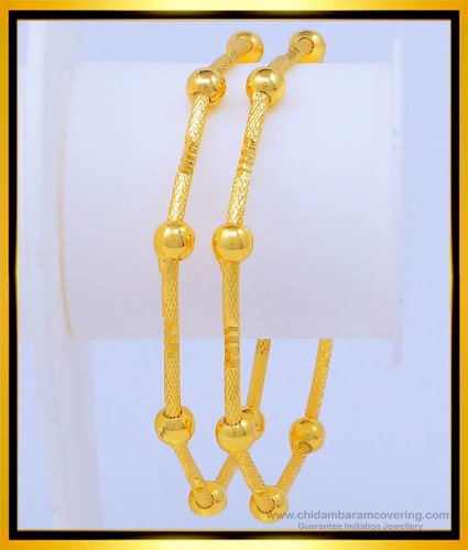 BNG478 - 2.10 Size New Design Octagonal Shape Daily Use Gold Ball Kambi Bangles 