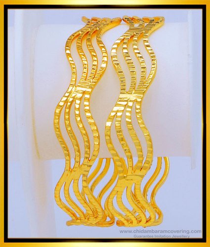 BNG482 - 2.8 Size New Model Gold Design Light Weight Curved Bangles Buy Online Shopping 