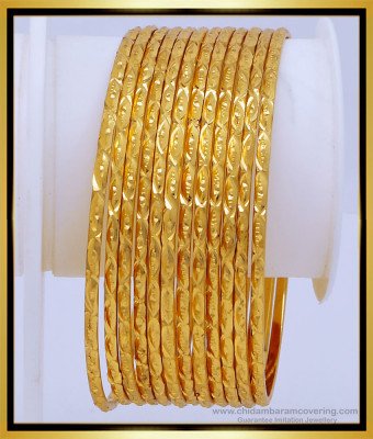 BNG485 - 2.6 Size South Indian Imitation Jewellery 12 Pieces Thin Bangles Set for Wedding 