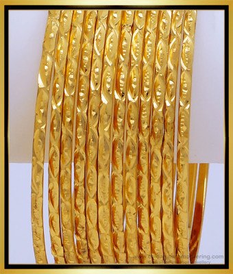 BNG485 - 2.6 Size South Indian Imitation Jewellery 12 Pieces Thin Bangles Set for Wedding 