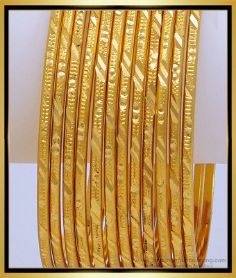 BNG489 - 2.8 Size South Indian Thin Bangles 12 Pcs Set Imitation Bangles for Daily Use 