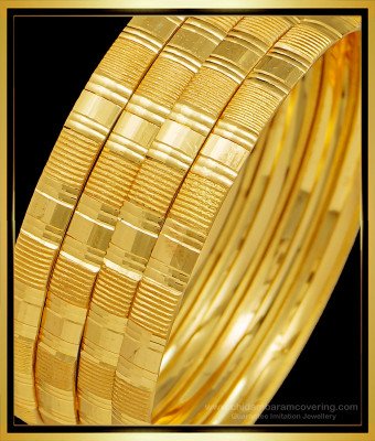 BNG494 - 2.6 Size Traditional Gold Bangle Designs Bridal Wear 4 Bangles Set Best Price Buy Online