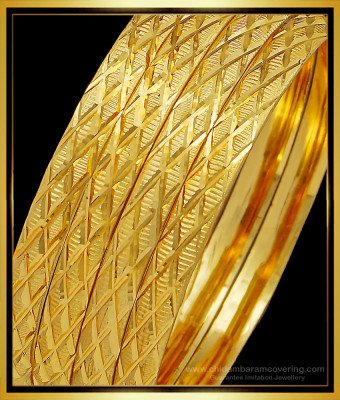BNG505 - 2.6 Size Latest Daily Wear Diamond Cut Bangles Design 4 Pieces Set for Women