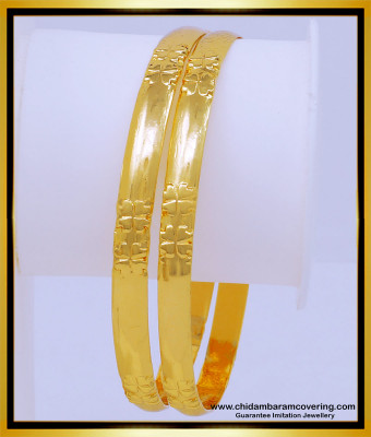 BNG534 - 2.8 Size Beautiful Flower Design One Gram Gold Original Impon Bangles