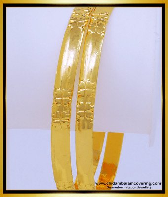 BNG534 - 2.8 Size Beautiful Flower Design One Gram Gold Original Impon Bangles