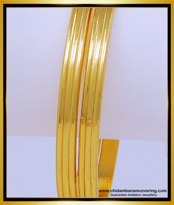 BNG536 - 2.8 Size Real Gold Design Plain Kambi Bangles Gold Plated Daily Wear Impon Valiyal