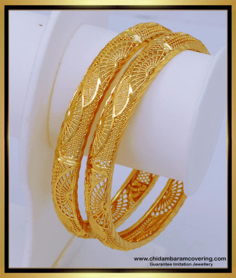 BNG546 - 2.8 Size One Gram Gold Bridal Wear Gold Bangles Design Buy Online