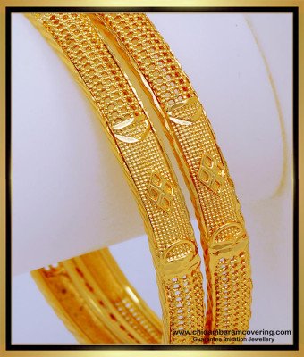 BNG563 - 2.10 Size Traditional South Indian Jewellery Light Weight 1 Gram Gold Bangles for Ladies 