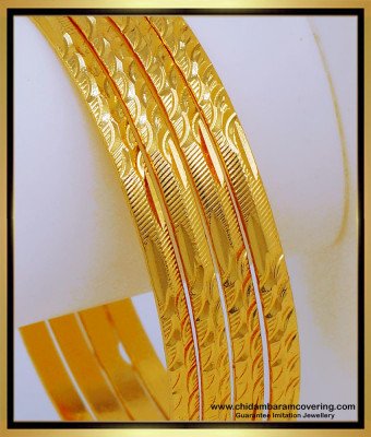 Bng567 - 2.8 Size One Gram Gold Daily Wear Gold Bangles Set Of 4 Pieces for Women  
