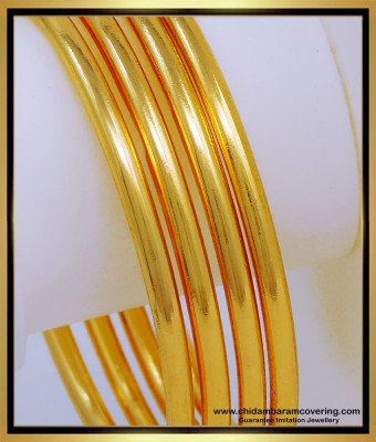 BNG572 - 2.6 Size Real Gold Look Daily Use Plain Thick Bangles Design One Gram Gold Jewellery 