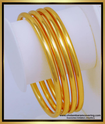 BNG572 - 2.6 Size Real Gold Look Daily Use Plain Thick Bangles Design One Gram Gold Jewellery 