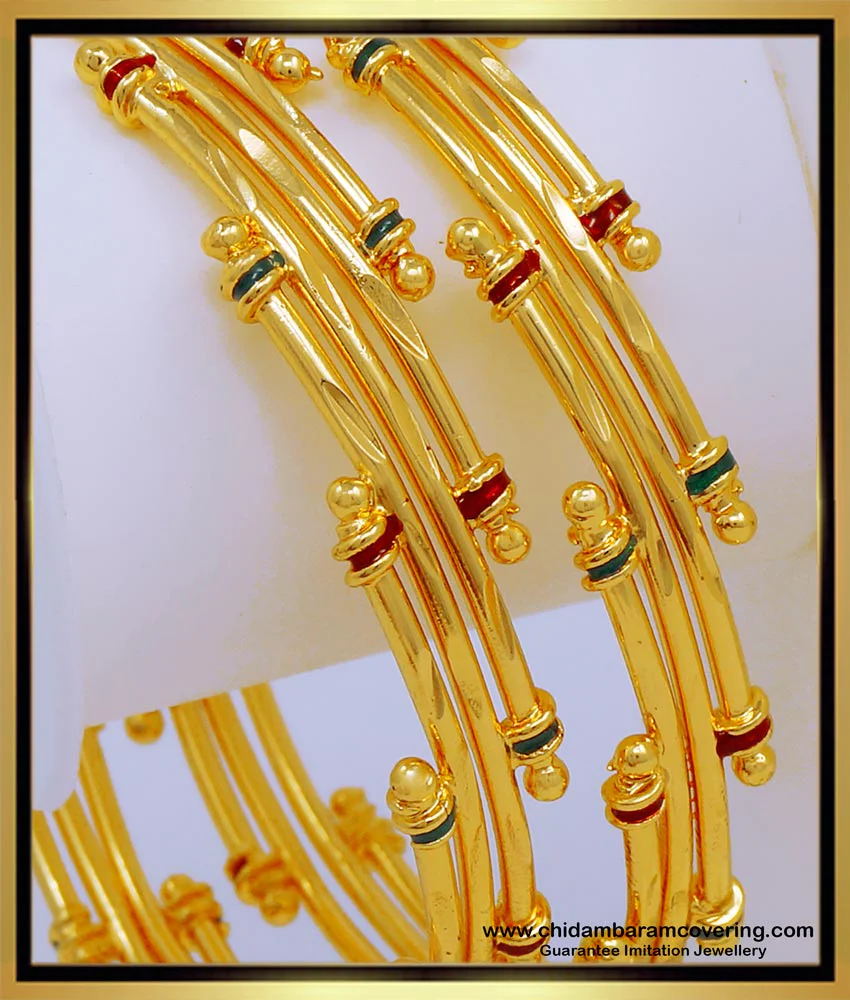 Buy Pure Gold Plated Enamel Gold Bangles Design for Women