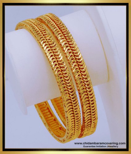 BNG591 - 2.6 Size South Indian Jewellery Gold Plated New Model Strong Bangles Design Online