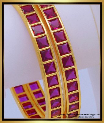 BNG610 - 2.8 Size Beautiful Impon First Quality Ruby Stone Bangles Design for Ladies 