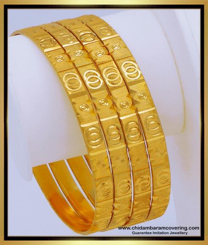 BNG624 - 2.8 Size New Model Gold Plated Plain Gold Bangles Designs for Daily Use