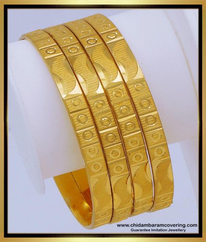 BNG634 - 2.6 Size Latest Light Weight Gold Bangles Designs with Price Online