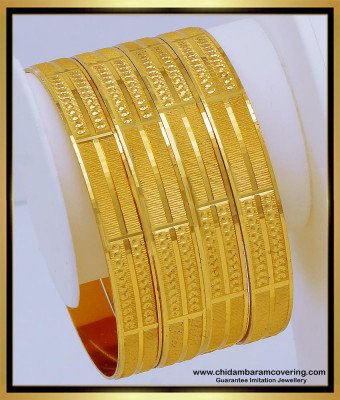 BNG638 - 2.10 Size New Model Bridal Wear Gold Design Gold Plated Bangles Set 