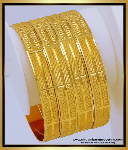 BNG638 - 2.8 Size New Model Bridal Wear Gold Design Gold Plated Bangles Set 