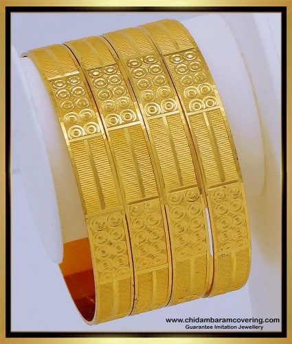 BNG639 - 2.10 Size Latest Border Bangles Imitation Gold Bangles Set Online Shopping