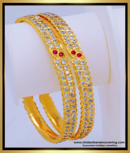 BNG647 - 2.8 Impon Jewelry Bangles with Stone Design Online