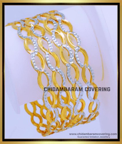 BNG677 - 2.6 Size Elegant White Gold Bangles Designs for Wedding