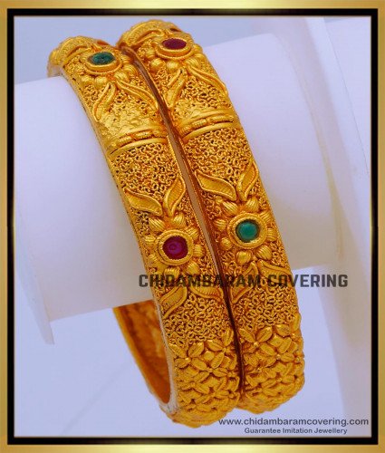 BNG689 -2.4 Size Gold Design Temple Design Bangles Online Shopping