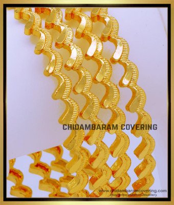 BNG706 - 2.4 Size New Model Curvy Design Gold Plated Bangles for Daily Use
