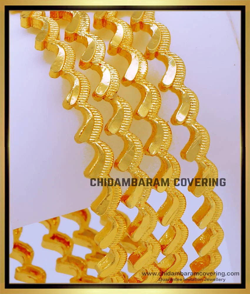 Buy New Model Curvy Design Gold Plated Bangles for Daily Use
