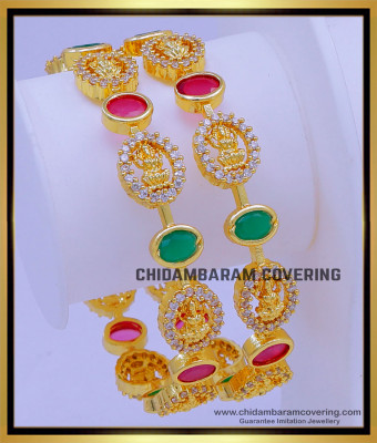 BNG732 - 2.8 Size Traditional Lakshmi Design Multi Stone Bangles Online
