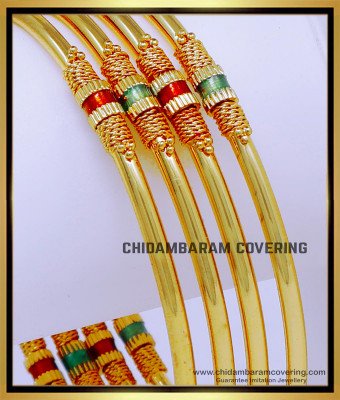 BNG766 - 2.8 Size Beautiful One Gram Gold Plated Enamel Bangles Set Online