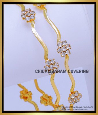 BNG776 - 2.8 Size Unique Light Weight Diamond White Stone Bangles
