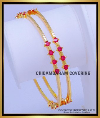 BNG777 - 2.8 Size One Gram Gold Ruby Bangle Design for Women