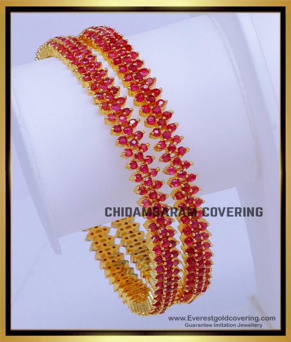 BNG780 - 2.6 Bridal Wear Gold Ruby Bangles for Indian Wedding