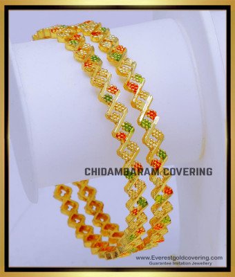 BNG804 - 2.8 New Model Gold Look Thin Enamel Bangles for Women