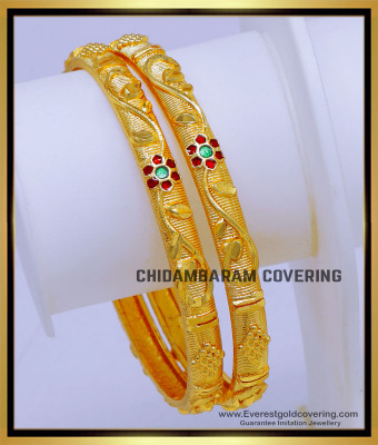 BNG806 - 2.8 Flower Model Forming Gold Bangles Design for Bridal